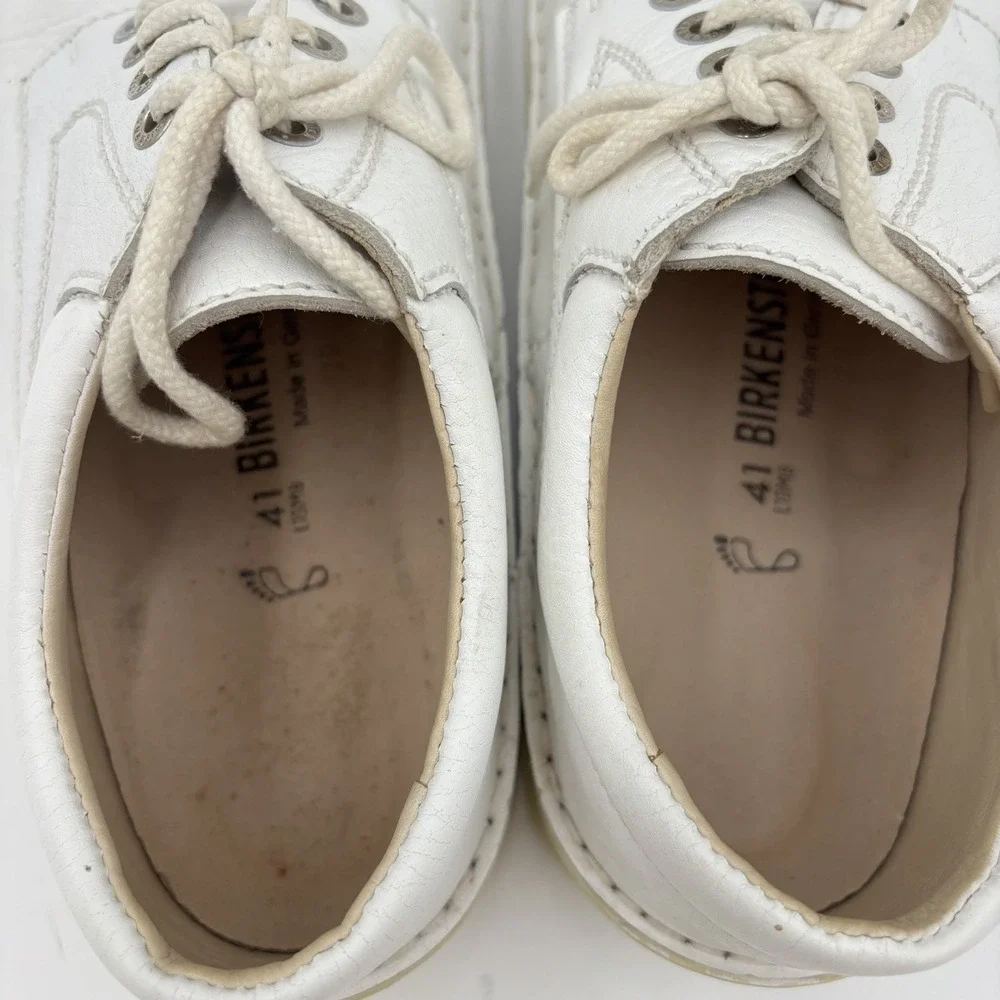 BIRKENSTOCK White Leather Lace-up Shoes Oxfords Germany Womens Size 10 Mens 8